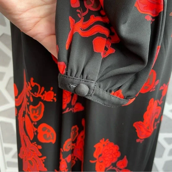 Tory Burch Floral Jersey Dress in Black Mountain Paisley sz L Large - Picture 12 of 16